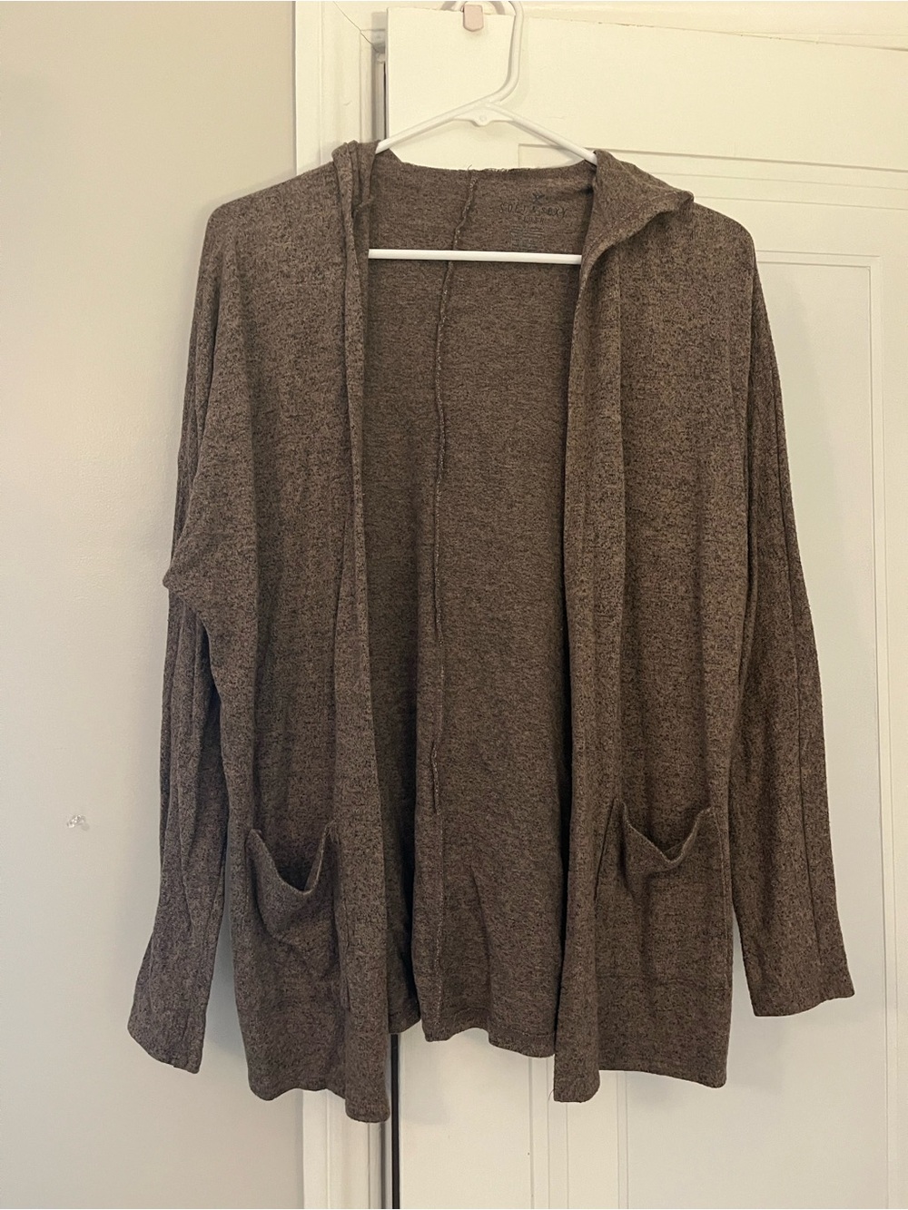 American Eagle Outfitters Brown Open-Front Hooded Sweater